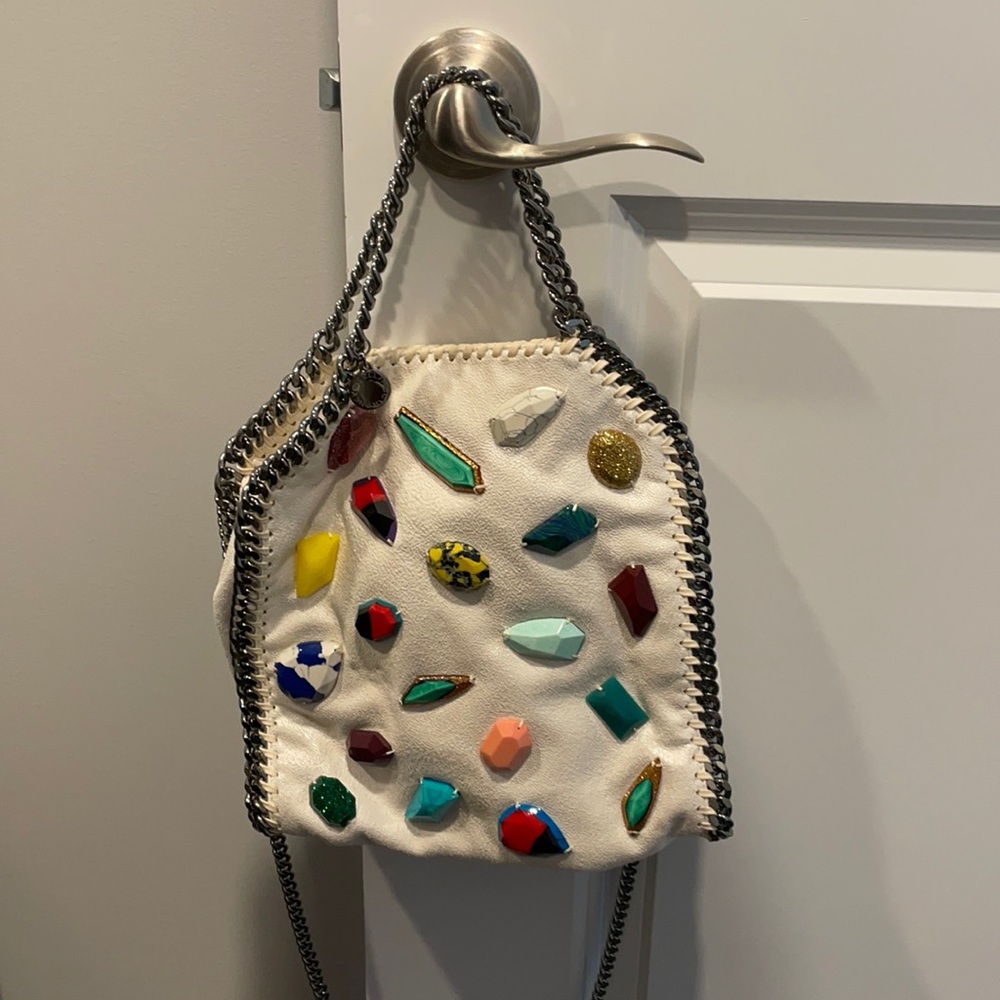 Stella mccartney falabella mini embellished white bag
